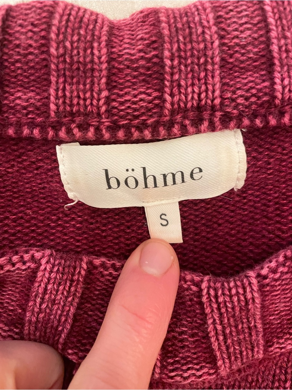 Böhme Women's Small Berry Pink Knit Sweater